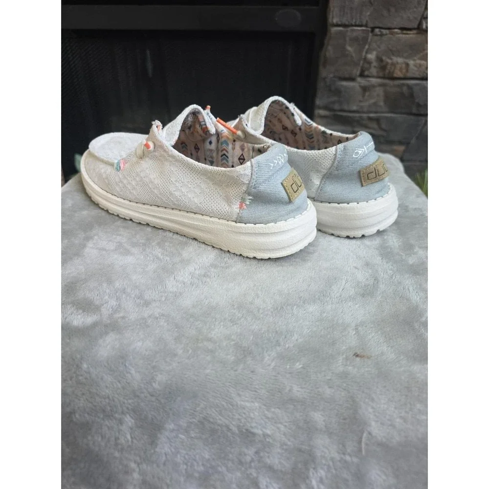 Hey Dude Wendy Boho Crochet White Slip On Shoes Womens 6